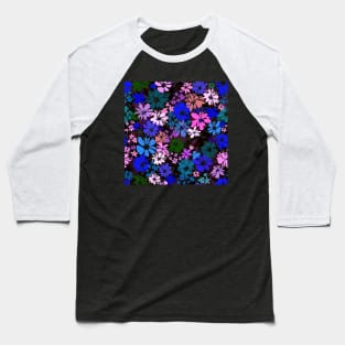 Blue And Pink Flowers Baseball T-Shirt